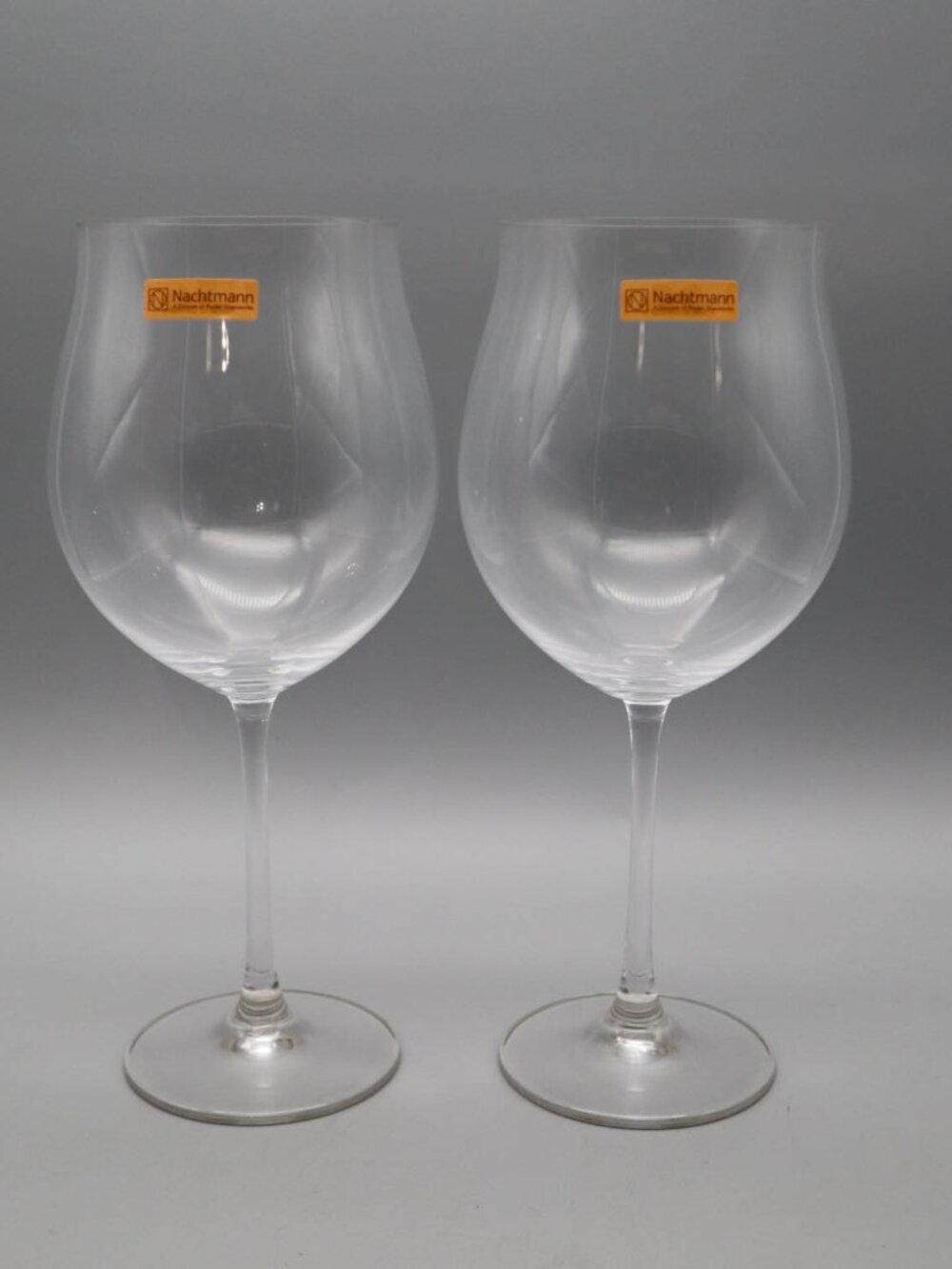 2 Nachtmann Vivendi Crystal Burgundy Red Wine Glasses Tulip Flared Germany 10"